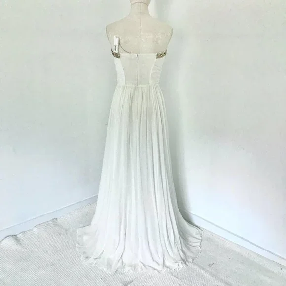 Rebecca Taylor Dress S/M Formal White Prom Wedding Hoco Debutante Maxi Long Gown - Picture 9 of 16